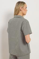LTS Tall Women's Set Olive Green Stripe Button Cotton Shirt & Trousers | Long Tall Sally 5
