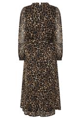 M&Co Brown Animal Print Long Sleeve Ruffle Trim Dress | M&Co 6