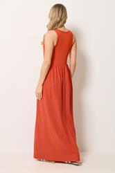 LTS Tall Women's Orange Button Detail Cotton Maxi Dress | Long Tall Sally 2