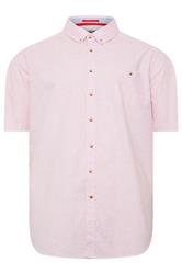 D555 Big & Tall Pink Linen Mix Pocket Shirt