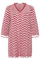 LIMITED COLLECTION Plus Size Red Stripe Crochet Knitted Dress | Yours Clothing 5