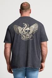 BadRhino Big & Tall Grey  Snake & Skull Graphic Acid Wash T-Shirt | BadRhino 2
