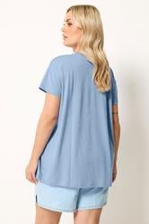 YOURS Plus Size Light Blue Daisy Embellished Graphic T-Shirt | Yours Clothing 4