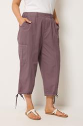 YOURS Plus Size Pink Cropped Cargo Trousers | Yours Clothing 1