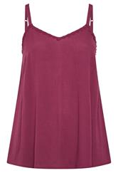 YOURS Curve Red Embroidered Floral Trim Vest Top