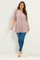 YOURS Plus Size Pink Pleat Front Floral Sleeve Top | Yours Clothing 1