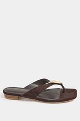 LTS Chocolate Brown Hammered Low Heel Sandals In Standard Fit | Long Tall Sally 2