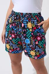 LIMITED COLLECTION Plus Size Black Mixed Print Shorts | Yours Clothing 4