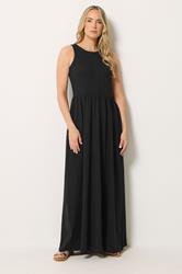 LTS Tall Women's Black Button Detail Cotton Maxi Dress | Long Tall Sally 2