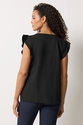 M&Co Black Frill Sleeve Pleated Blouse | M&Co 2