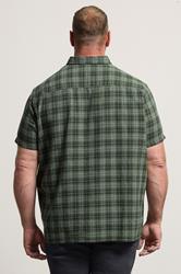 BadRhino Big & Tall Green Check Print Short Sleeve Shirt | BadRhino 2