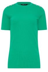 LTS Tall Green Ribbed Button T-Shirt