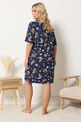 YOURS Plus Size Navy Blue Celestial Nightdress | Yours Clothing 2