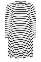 YOURS Plus Size Black & White Stripe Drape Pocket Dress | Yours Clothing 5