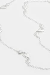 Silver Tone Long  Triple Heart Necklace | Yours Clothing 2