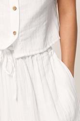 PixieGirl Petite Women's White Cheesecloth Balloon Trousers | PixieGirl 4