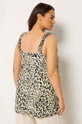 YOURS Plus Size Natural Brown Leopard Print Frill Vest Top | Yours Clothing 2
