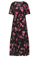 YOURS Plus Size Black Floral Angel Sleeve Dress | Yours Clothing 5
