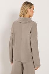 LTS Tall Women's Set Natural Brown Ribbed Roll Neck Top & Wide Leg Trousers | Long Tall Sally 2