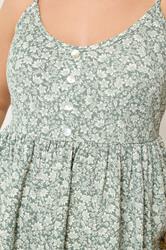 YOURS Plus Size Sage Green Floral Peplum Vest Top | Yours Clothing 4