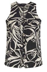 YOURS top sin mangas negro con estampado floral y lazo delantero