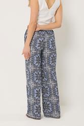 LTS Tall Women's Blue Tile Print Wide Leg Trousers | Long Tall Sally 2