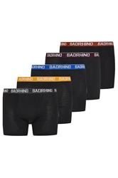 BadRhino – Boxershorts in Blau, Gelb, Braun, Lila und Schwarz, 5ER-SET