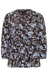 EVANS Plus Size Chocolate Brown Floral Print Pleat Front Blouse | Evans 5