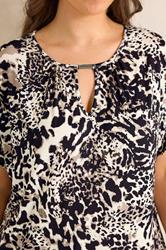 EVANS Plus Size Brown Animal Print Bar Detail Top | Evans 5