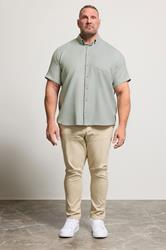 KAM Big & Tall Sage Green Dobby Textured Shirt | BadRhino 1
