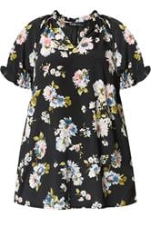 YOURS Curve Black Floral Puff Sleeve Blouse