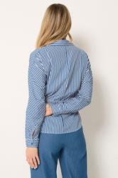 LTS Tall Women's Blue & White Stripe Tie Waist Shirt | Long Tall Sally 4
