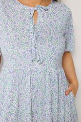 YOURS Plus Size Ivory White Ditsy Throw On Dress | Yours Clothing 5