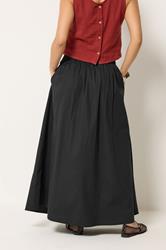 PixieGirl Petite Women's Black Cotton Poplin Maxi Skirt | PixieGirl 2