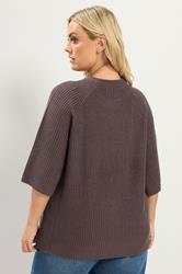 YOURS Plus Size Chocolate Brown Crew Neck Knitted Jumper | Yours Clothing 4