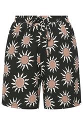YOURS Plus Size Black Sun Print Shorts | Yours Clothing 5
