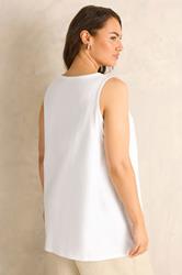 EVANS Plus Size White Sleeveless Henley Top | Evans 2
