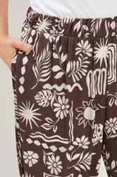 YOURS Plus Size Chocolate Brown Floral Cropped Harem Trousers | Yours Clothing 4