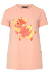 YOURS Curve Orange Flower Graphic T-Shirt