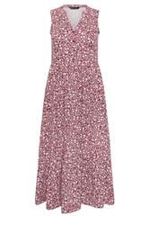 M&Co Petite Berry Red Floral Cotton Tiered Midi Dress
