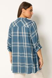YOURS Plus Size Blue Check Overhead Shirt | Yours Clothing 2