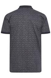 KAM Big & Tall Navy Blue Foil Print Polo Shirt | BadRhino 4