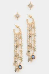 2 PACK Gold Celestial Tassel Earrings | Yours Clothing   3