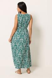 M&Co Petite Green Leaf Print Cotton Maxi Dress | M&Co 4