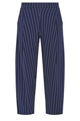 PixieGirl Petite Navy Blue Stripe Barrel Leg Trousers