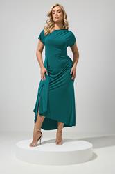 YOURS LONDON Plus Size Blue Gather Detail Dress | Yours Clothing 1