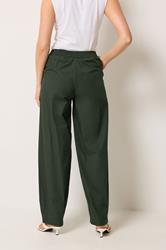 LTS Tall Women's Dark Green Cotton Barrel Trousers | Long Tall Sally 2