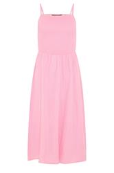 PixieGirl Petite Pink Cotton Cheesecloth Midi Dress