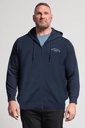 JACK & JONES Big & Tall Navy Blue Zip Through Print Hoodie | BadRhino 3