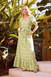 LTS Tall Women's Lime Green Floral Embroidered Cotton Maxi Dress | Long Tall Sally 3